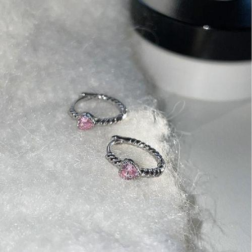 Boucles d'oreilles en laiton zircon cubique pavent, bijoux de mode & pavé de micro zircon & pour femme, 12mm, Vendu par paire