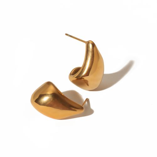 Edelstahl Stud Ohrring, 304 Edelstahl, 18K vergoldet, Modeschmuck & für Frau, goldfarben, 13.3x22mm, verkauft von Paar