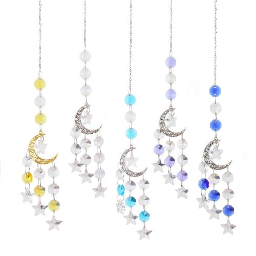 цинковый сплав Уиндбелл, с Кристаллы, Луна, плакирован серебром, для дома и офиса, Много цветов для выбора продается PC