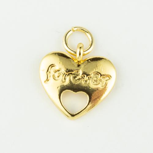 Латунные подвески-сердце, Латунь, Сердце, плакированный настоящим золотом, DIY, Золотой, продается PC