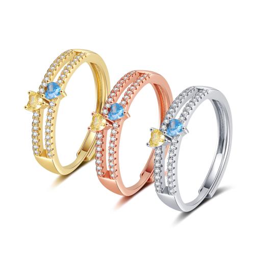 Zircon pavent l'anneau en laiton de doigt, Placage, pavé de micro zircon & pour femme, plus de couleurs à choisir, Vendu par PC