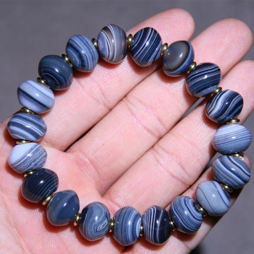 Agate Bracelet, polished, random style & Unisex, blue, beads size Approx 6-8 Inch 