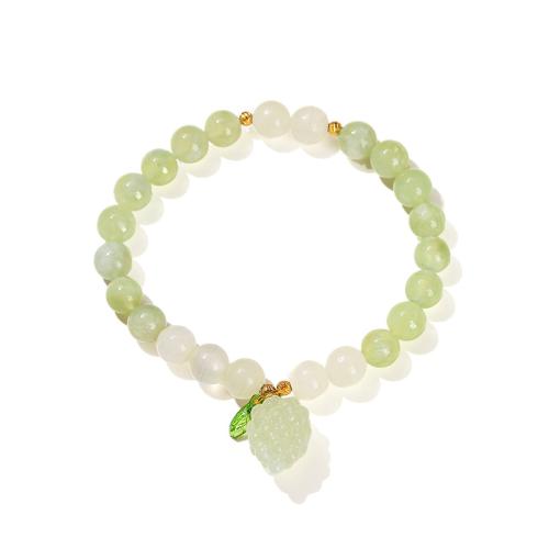 Calcite bracelet, avec Jade & laiton, raisin, fait à la main, bijoux de mode & pour femme, beads length 8mm Environ 6 pouce, Vendu par PC