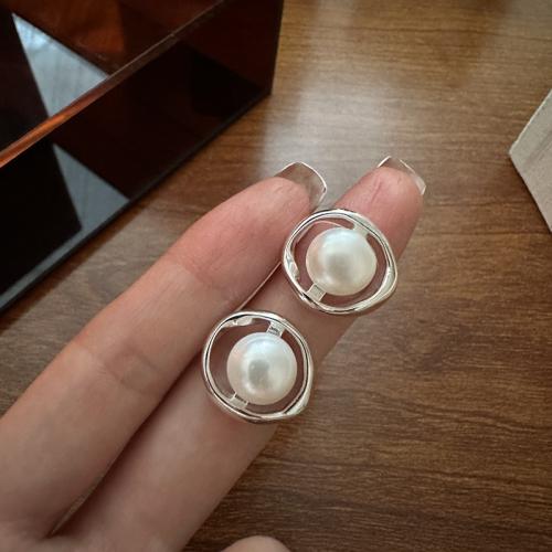 South Sea Shell Stud Earrings, 925 Sterling Silver, with Shell Pearl, fashion jewelry & for woman 