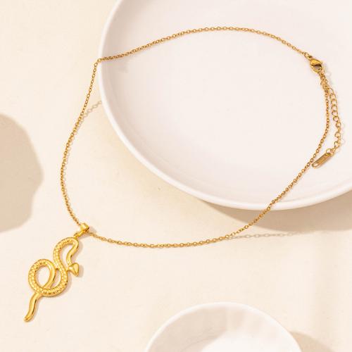 Stainless Steel Jewelry Necklace, 304 Stainless Steel, with 5cm extender chain, Snake, Vacuum Ion Plating, fashion jewelry & for woman Approx 40 cm 