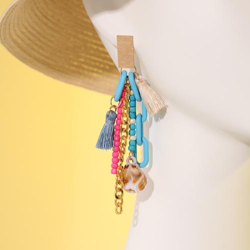 Bijoux boucle d'oreille a la mode, Seedbead, avec Fil de coton & alliage de zinc & Acrylique, bijoux de mode, multicolore Vendu par paire