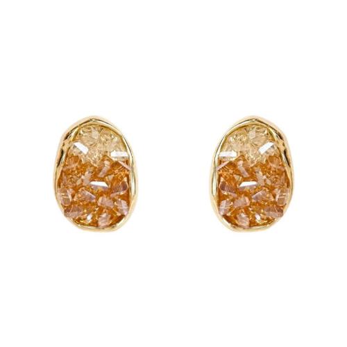Zircon cubique (CZ) Stud Earring, alliage de zinc, avec zircon cubique, bijoux de mode & pour femme, Champagne Vendu par paire