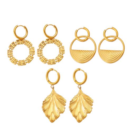 Huggie Hoop Drop Earring, Acier inoxydable 316, Placage, styles différents pour le choix & pour femme, doré, Vendu par paire