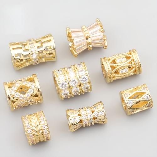 Entretoise de perles en laiton, Placage, DIY & styles différents pour le choix & pavé de micro zircon, doré, Vendu par PC