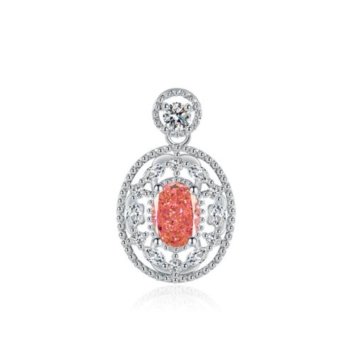 Cubic Zirconia Micro Pave Brass Pendant, plated, DIY & micro pave cubic zirconia, silver color 
