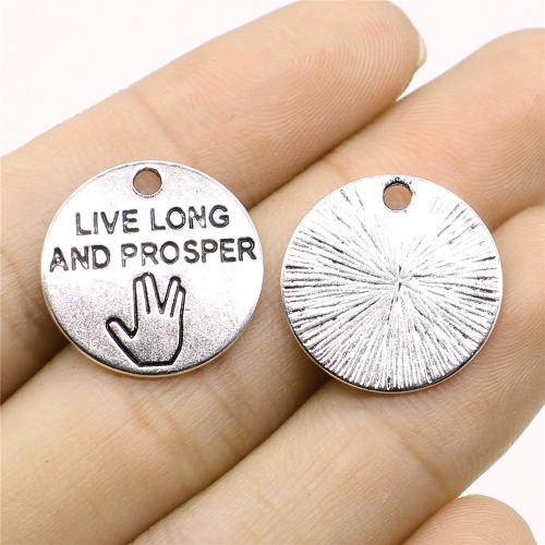 Zinc Alloy Jewelry Pendants, Round, antique silver color plated, DIY 