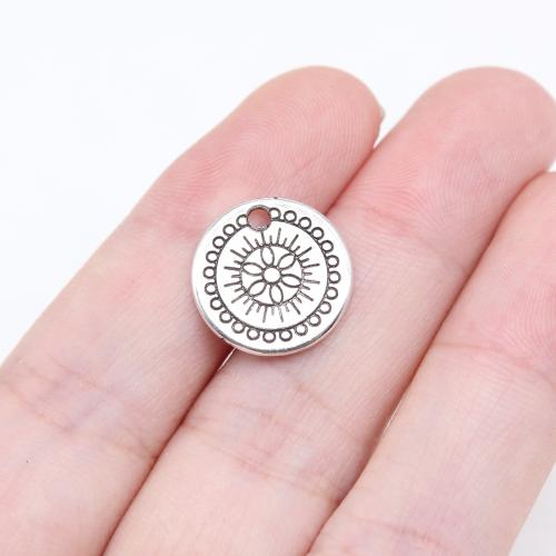 Zinc Alloy Jewelry Pendants, Round, antique silver color plated, DIY 