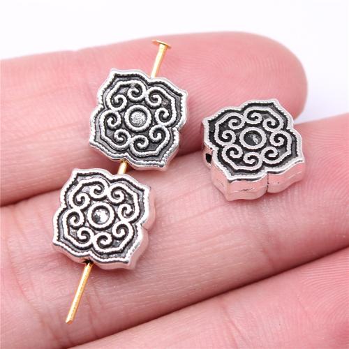 Zinc Alloy Flat Beads, Flower, antique silver color plated, DIY 