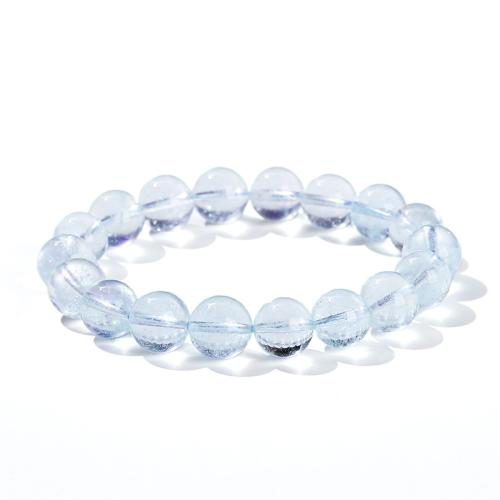 Aquamarine Bracelet, Round, handmade & for woman, Grade AAAAA Approx 6-7.5 Inch [