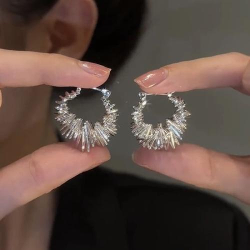 Messing Tropfen Ohrring, Modeschmuck & für Frau, Silberfarbe, 25x20mm, verkauft von Paar