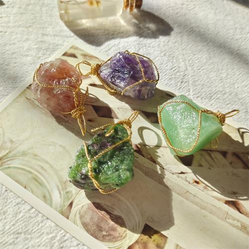Подвески из натуральных камни и латуни, Природный камень, с Медная проволока, DIY, Много цветов для выбора, 2-3cm, продается PC