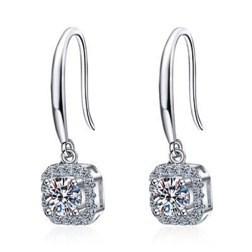 Rhinestone Brass Drop Earring, with Moissanite, fashion jewelry & for woman, 20mm 