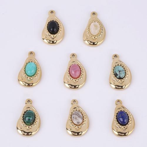 Gemstone Jewelry Pendant, 316 Stainless Steel, with Natural Stone, Vacuum Ion Plating golden 