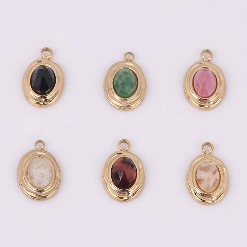 Gemstone Jewelry Pendant, 316 Stainless Steel, with Natural Stone, Vacuum Ion Plating golden 