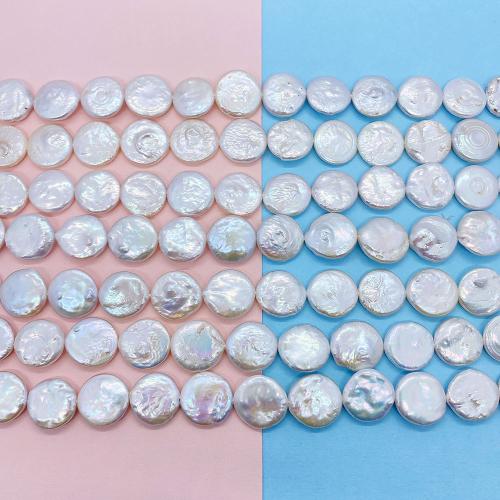 Natural Freshwater Pearl Loose Beads, Coin, DIY, white mm, Approx 