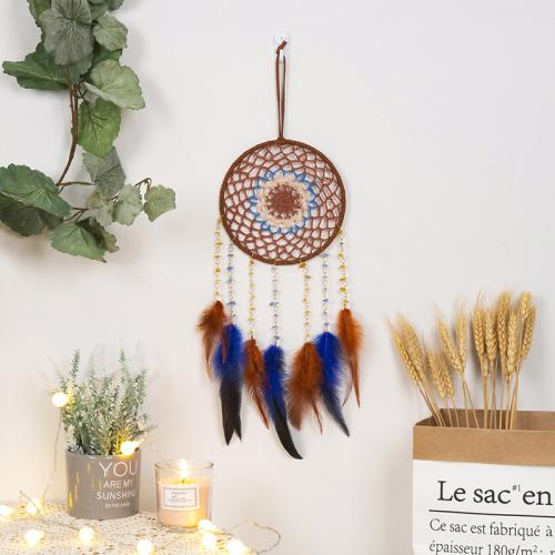 Fashion Dream Catcher, Iron, with Natural Stone & leather cord & Feather, handmade, for home and office 
