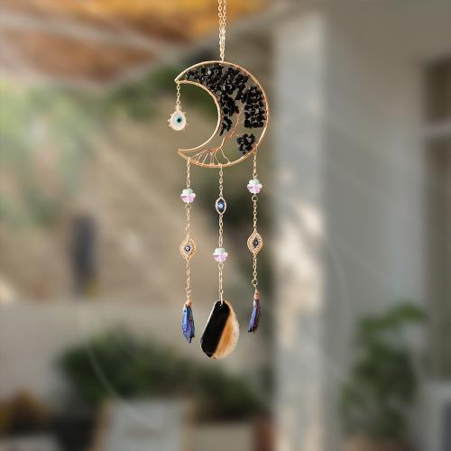 Fashion Dream Catcher, Iron, with Black Stone & Agate, handmade, for home and office, mixed colors 