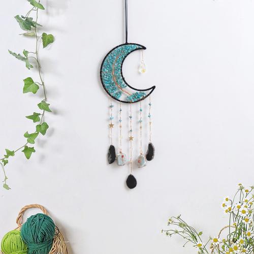 Hanging Ornaments, Iron, with leather cord & turquoise & Agate, handmade, for home and office, mixed colors 