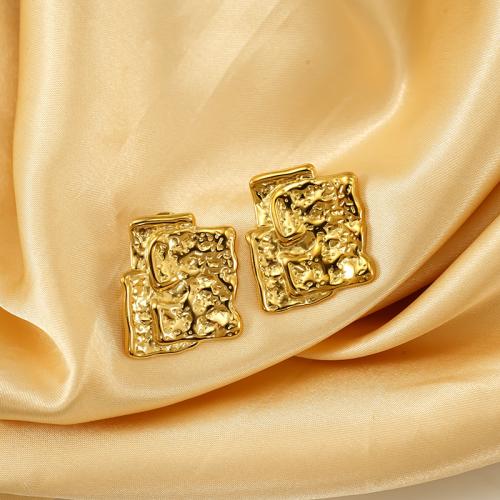 Titanium Steel Stud Earring, gold color plated, for woman 