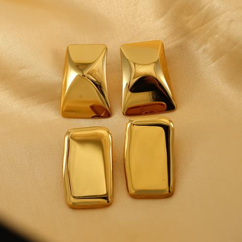 Titanium Steel Stud Earring, gold color plated & for woman 