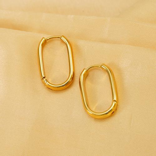 Titanium Steel Huggie Hoop Earring, gold color plated, for woman 