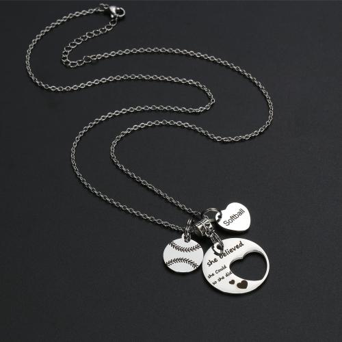 Titanium Steel Jewelry Necklace, with 304 Stainless Steel Chain, polished, Unisex original color Approx 51-60 cm 