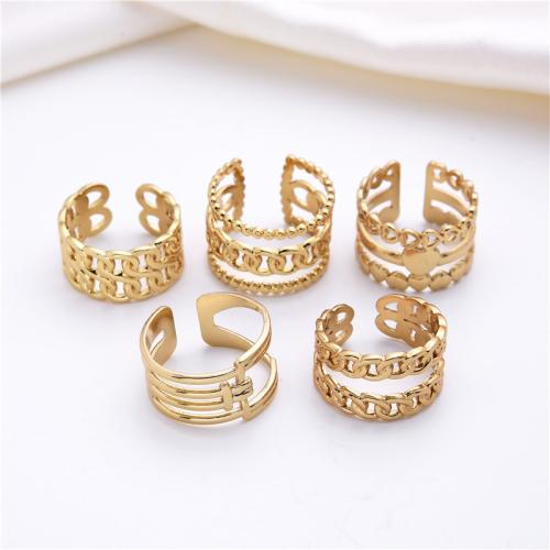Stainless Steel Finger Ring, 304 Stainless Steel, Vacuum Ion Plating, Adjustable & for woman inner ~20mm 