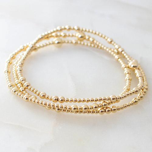 Brass Bracelets, three pieces & fashion jewelry & for woman, golden Approx 16.5 cm 