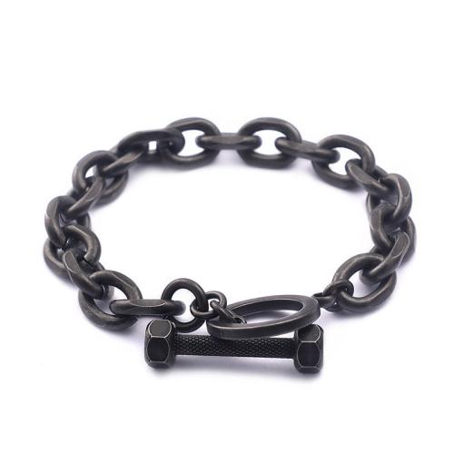 Stainless Steel Chain Bracelets, 316L Stainless Steel, fashion jewelry & for man, black Approx 19 cm 