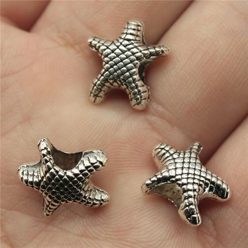 Colgantes Animales de Aleación de Zinc, Estrella de Mar, chapado en color de plata antigua, Bricolaje, 14x13x7mm, Vendido por UD