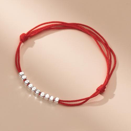 925 Sterling Silver Bracelet, with Cotton Cord, braided & for woman Approx 10.2 Inch 