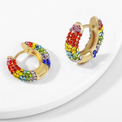 Rhinestone Brass Drop Earring, with Czech Rhinestone, fashion jewelry & for woman 13mm 