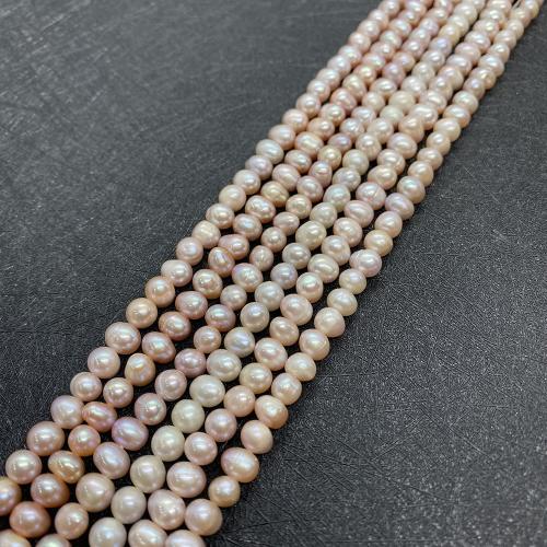 Natural Freshwater Pearl Loose Beads, Slightly Round, DIY Approx 38 cm 