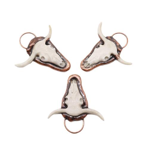 Acrylic Zinc Alloy Pendant, with Acrylic, Bull, antique copper color plated, DIY 