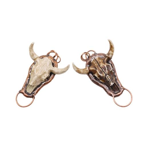 Acrylic Jewelry Connector, Zinc Alloy, with Acrylic, Bull, antique copper color plated, DIY [