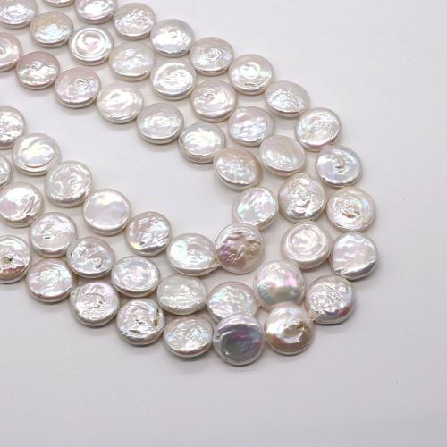 Coin Cultured Freshwater Pearl Beads, DIY, white mm Approx 38 cm 