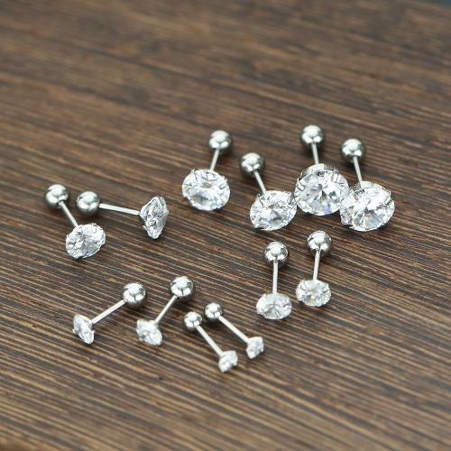 Stainless Steel Rhinestone Stud Earring, 304 Stainless Steel, plated & for woman & with rhinestone 