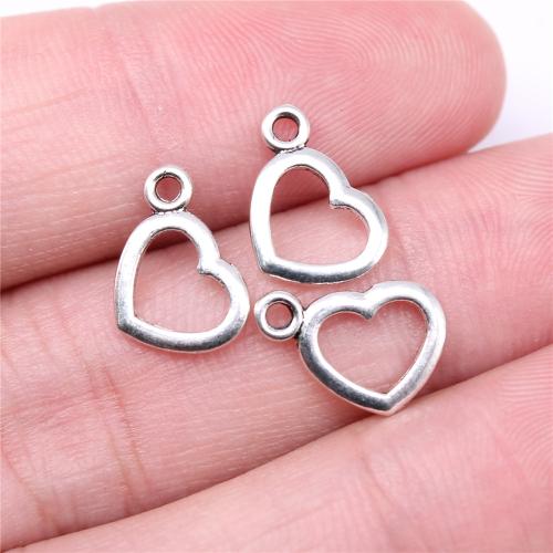 Zinc Alloy Heart Pendants, antique silver color plated, DIY 