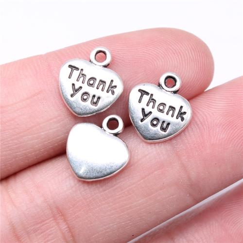 Zinc Alloy Heart Pendants, antique silver color plated, DIY 