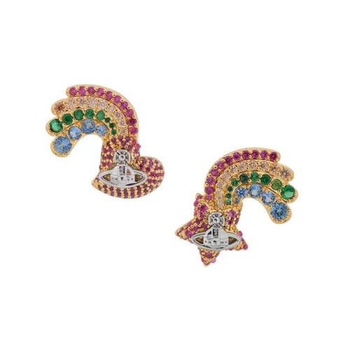 Rhinestone Brass Stud Earring, fashion jewelry & for woman & with rhinestone 
