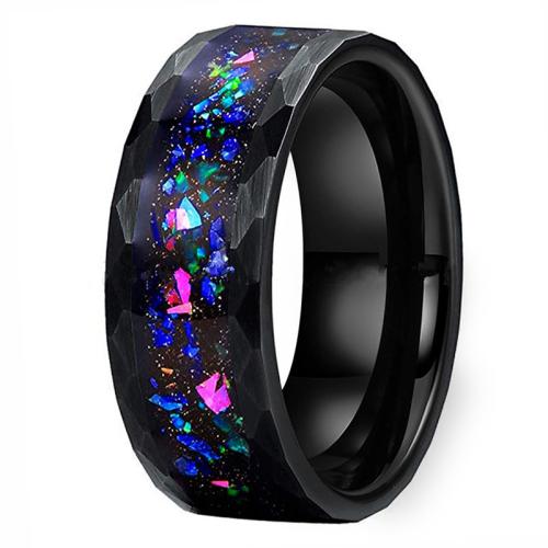 Men Tungsten Steel Ring in Bulk, with Opal, fashion jewelry & for man 8.03mm, thickness :2.4mm 