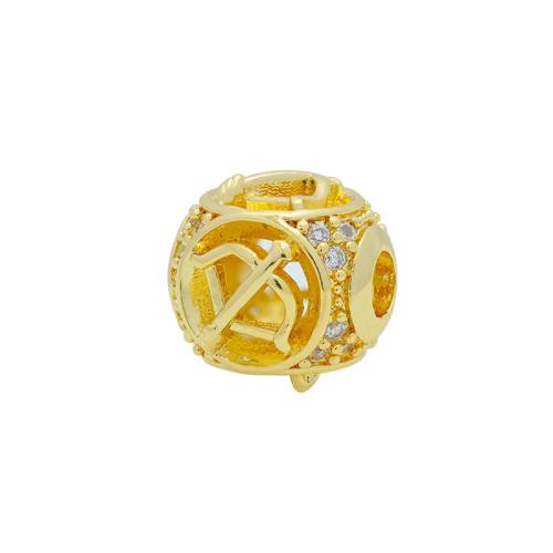 Cubic Zirconia Micro Pave Brass Beads, plated, DIY & micro pave cubic zirconia, golden 