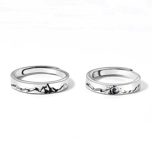 Sterling Silver Finger Ring, 925 Sterling Silver, plated, Unisex platinum color 