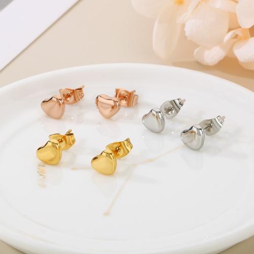 Stainless Steel Hoop Earring, 304 Stainless Steel, Heart, Vacuum Ion Plating, for woman 