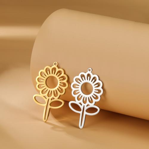 Stainless Steel Flower Pendant, 304 Stainless Steel, Sunflower, Vacuum Ion Plating, fashion jewelry & DIY [